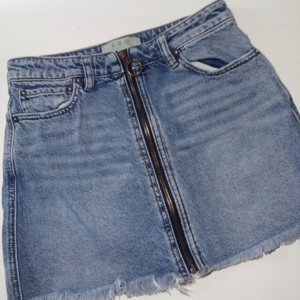 We The Free Zip It Up Denim Mini Skirt Waist 25